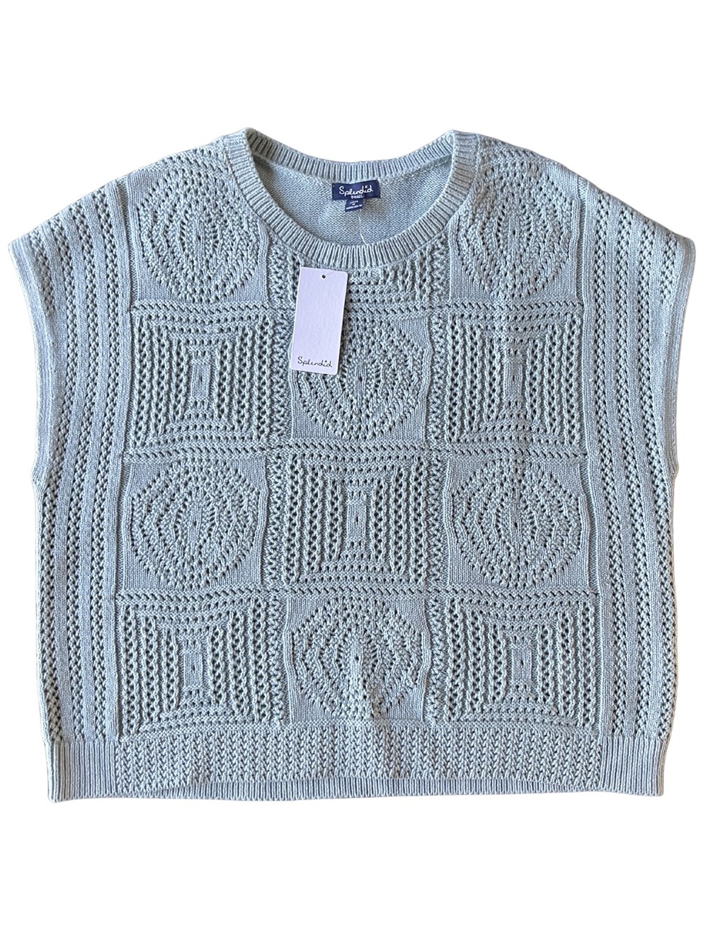 Splendid Light Blue Cropped Knit Sweater Vest